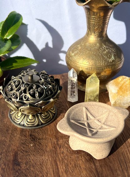 Tibetan Lotus Hand Incense Holder